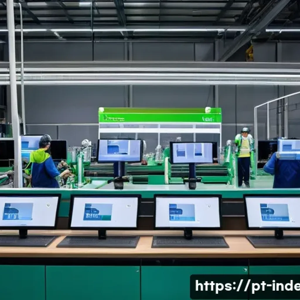 산업공학과 자동화 로봇 - A high-tech industrial production line inside a modern Brazilian factory, featuring advanced automat...