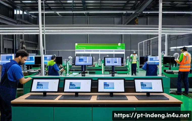 산업공학과 자동화 로봇 - A high-tech industrial production line inside a modern Brazilian factory, featuring advanced automat...
