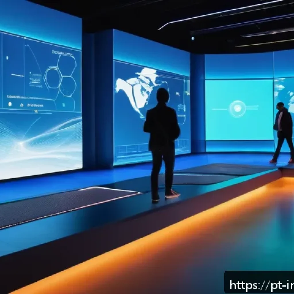 산업공학과 메타버스 - A futuristic virtual event platform scene showcasing a diverse group of users navigating seamlessly ...