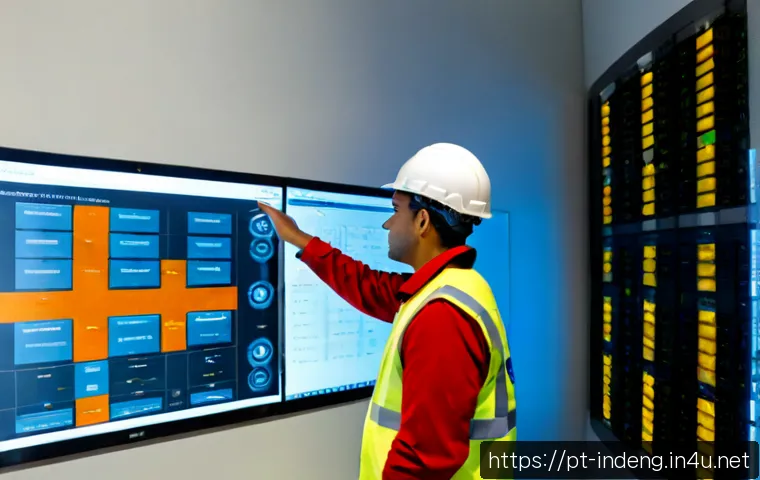 Home 13 산업공학에서의 블록체인 활용 - Photorealistic industrial engineering control room in a modern Brazilian manufacturing plant, divers...